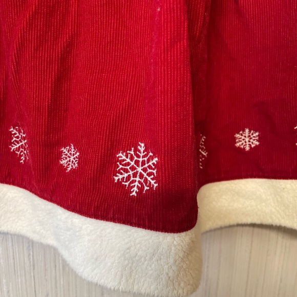 Hanna Andersson Dress Girls 80 12m Holiday Red Corduroy Snowflake Fleece Trim - Picture 4 of 6